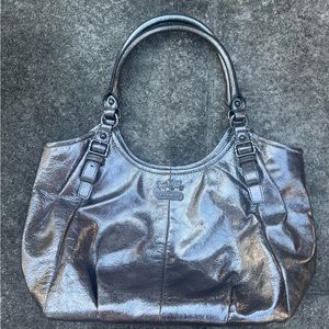 Coach Madison Abigail Metallic Silver Leather Bag